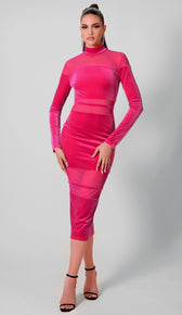 HEATHER Mesh Panel Maxi Dress