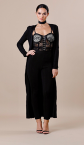 "NALIA" Black Duster Coat - GLAMBAE FASHION