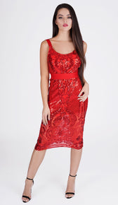 'REMIA' Sequin Midi Dress - GLAMBAE FASHION