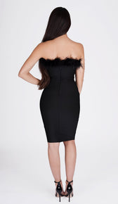 'FRANCESCA' Feather Bodycon Dress - GLAMBAE FASHION