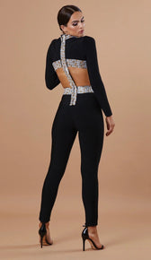 "CARMEN" Bejeweled Bandage Jumpsuit - GLAMBAE FASHION