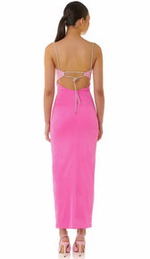 JOLENE Cut Out Rhinestone Maxi Dress