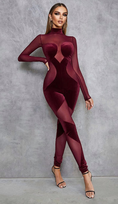 ROXANNE Velvet Mesh Jumpsuit