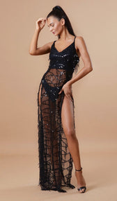 "FREYA" Chiffon Sequin Dress - GLAMBAE FASHION