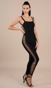 "HAILEE"  Bandage Lace-Up Jumpsuit - GLAMBAE FASHION