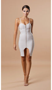 "BLAIR" Bandage Zipper Dress - GLAMBAE FASHION