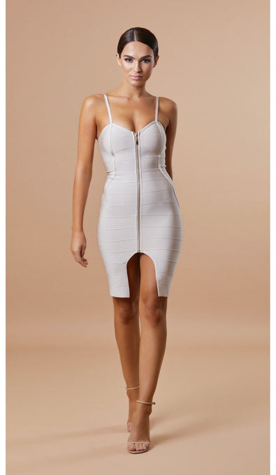 "BLAIR" Bandage Zipper Dress - GLAMBAE FASHION