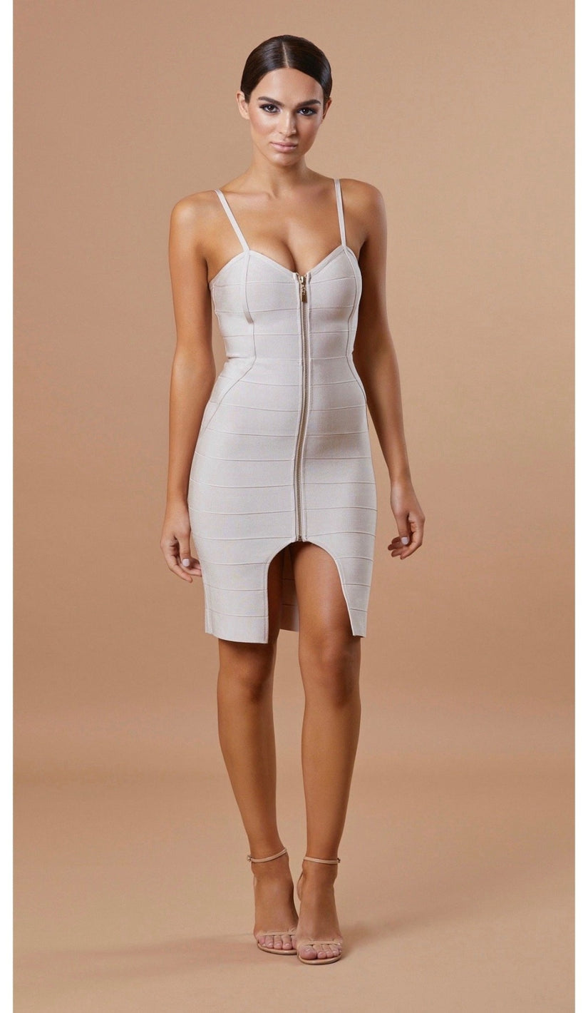 "BLAIR" Bandage Zipper Dress - GLAMBAE FASHION