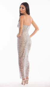"CHIARA" Sequin Rhinestone Maxi Dress - GLAMBAE FASHION