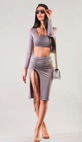 CHRISSY Bodycon Two Piece Set - Amethyst
