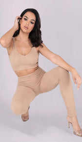 ASHLEY Teddy Knit Pants - Sand
