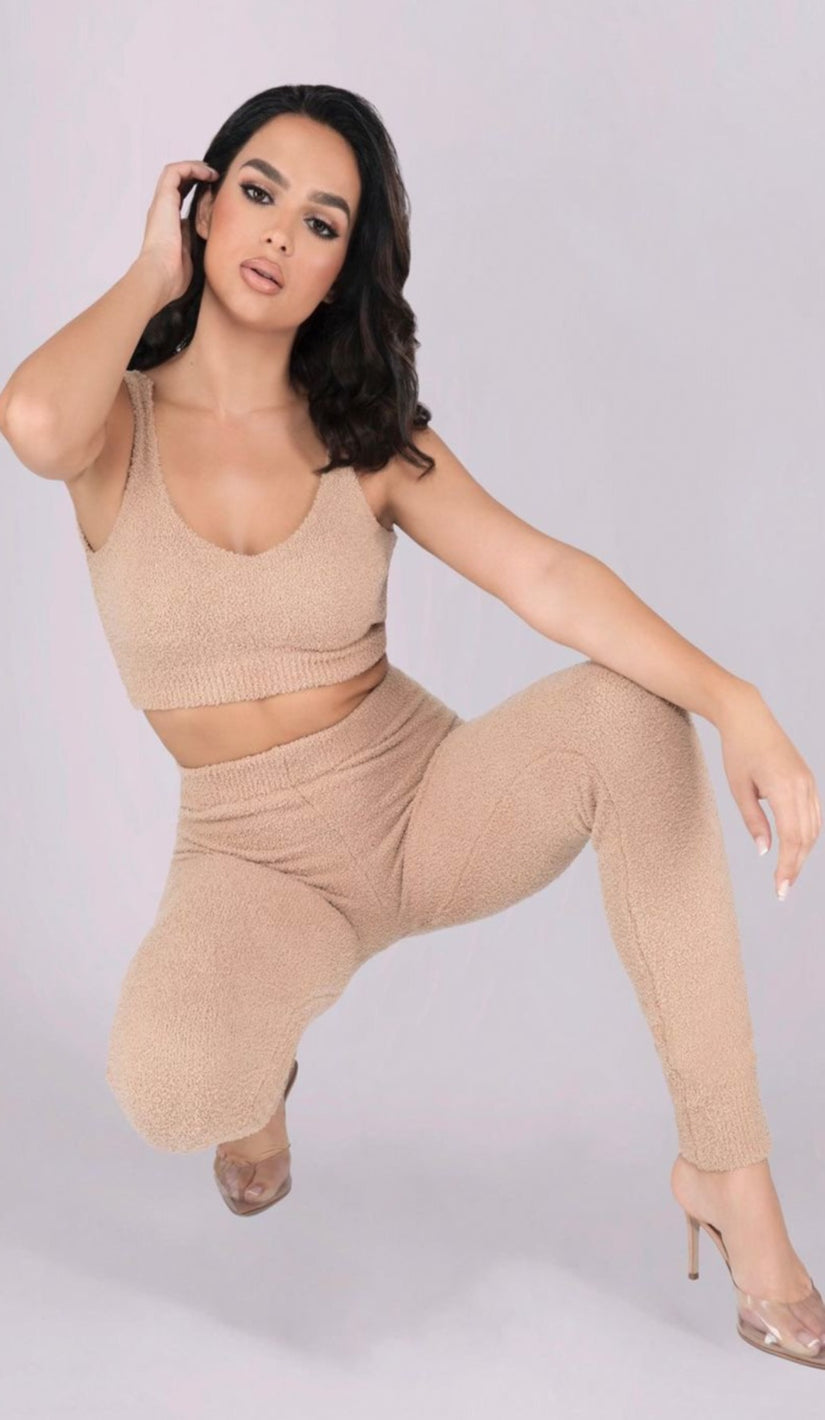 ASHLEY Teddy Knit Pants - Sand
