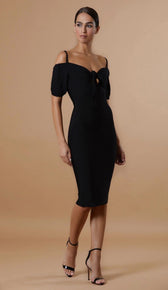 "ELLE" Off The Shoulder Midi Dress - GLAMBAE FASHION