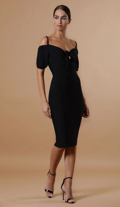 "ELLE" Off The Shoulder Midi Dress - GLAMBAE FASHION