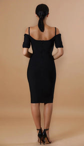 "ELLE" Off The Shoulder Midi Dress - GLAMBAE FASHION