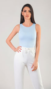 VALERIE Racerneck Bodysuit - Baby Blue