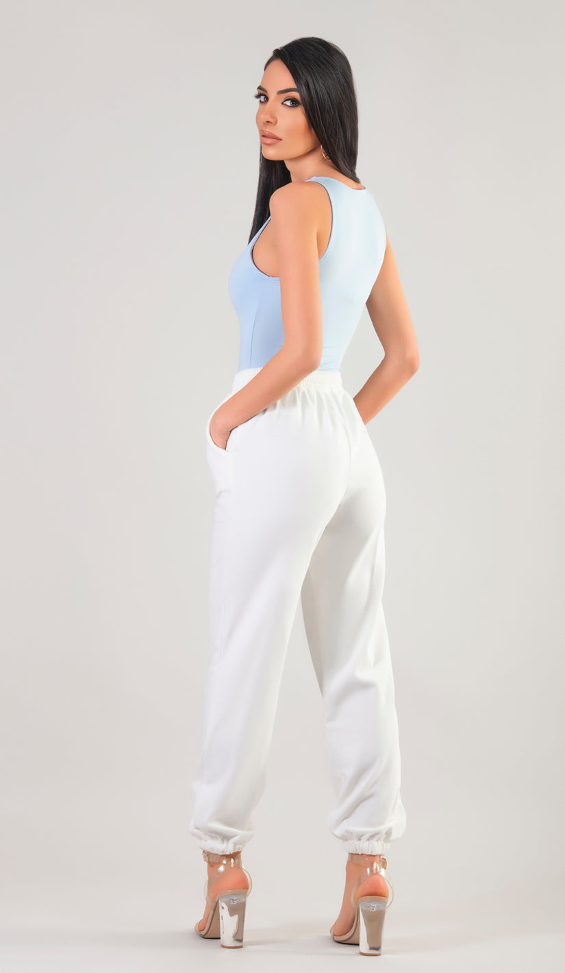 VALERIE Racerneck Bodysuit - Baby Blue