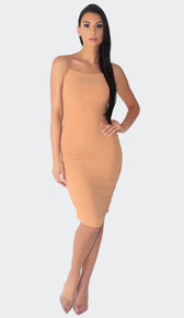 'ENVY' Ruched Midi Dress - GLAMBAE FASHION