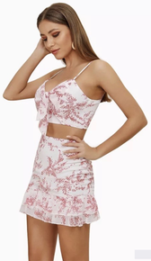 SHEA Floral Chiffon Two Piece Set