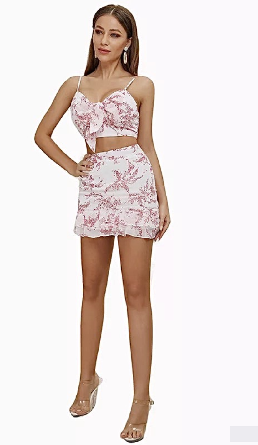 SHEA Floral Chiffon Two Piece Set