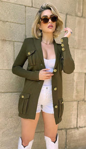 DEZI Belted Golden Button Jacket