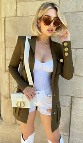 DEZI Belted Golden Button Jacket