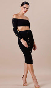 KIRA Ribbed Gold Button Crop Top - GLAMBAE FASHION