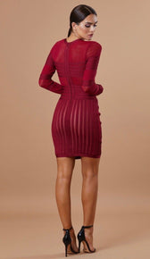 "KLARA" Pinstripe Mesh Dress - GLAMBAE FASHION