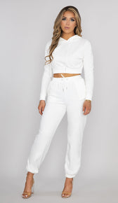 BRYN Cropped Hoodie - White