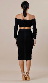 KIRA Ribbed Gold Button Crop Top