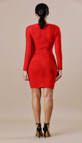 MELIA Keyhole Bandage Dress - Red
