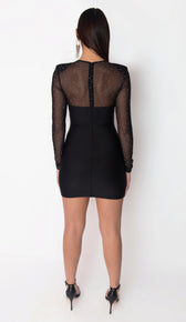 "KATIA' Diamond  Stud Mesh Sleeve  Mini Dress - GLAMBAE FASHION