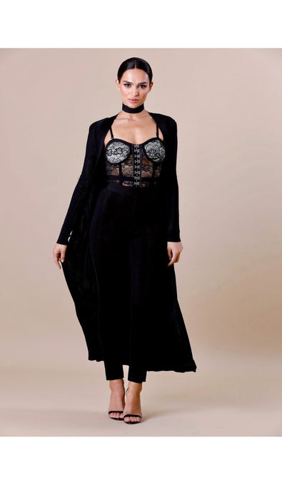 "NALIA" Black Duster Coat - GLAMBAE FASHION