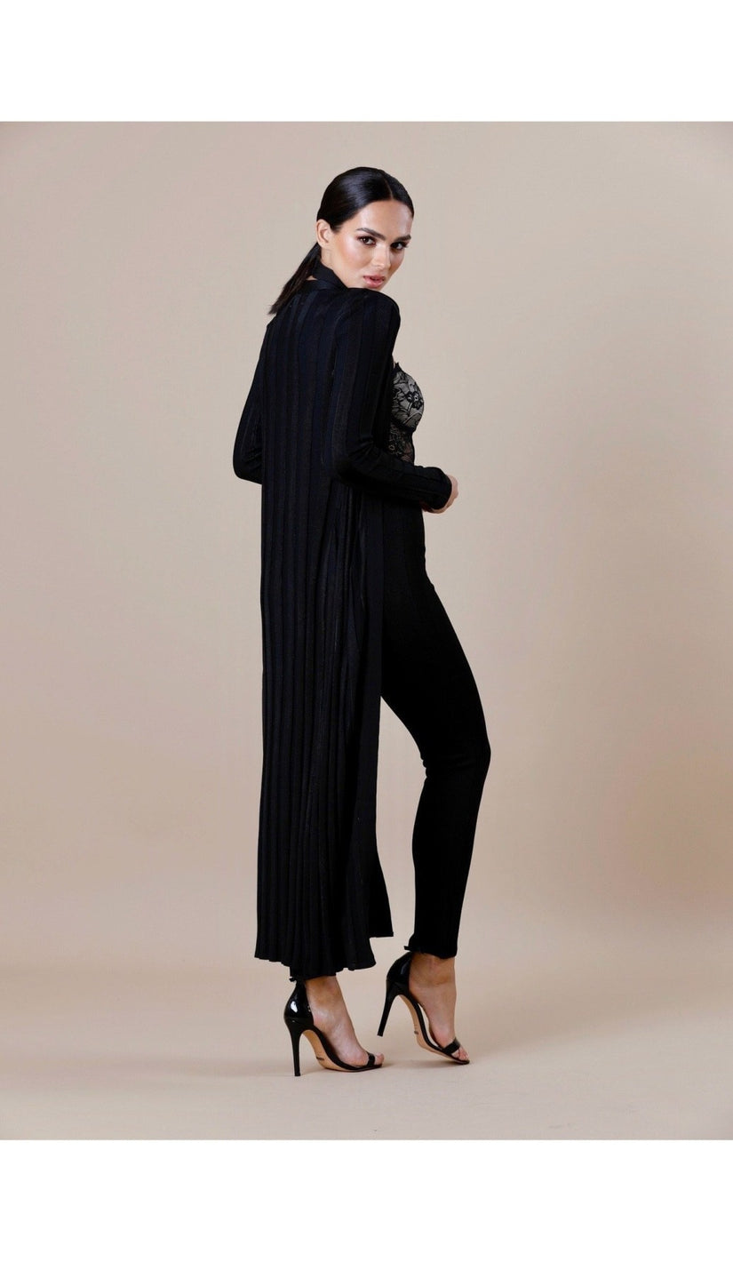 "NALIA" Black Duster Coat - GLAMBAE FASHION