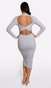 AMALIA Ribbed Bandage Midi Dress - Lavender