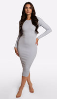 AMALIA Ribbed Bandage Midi Dress - Lavender