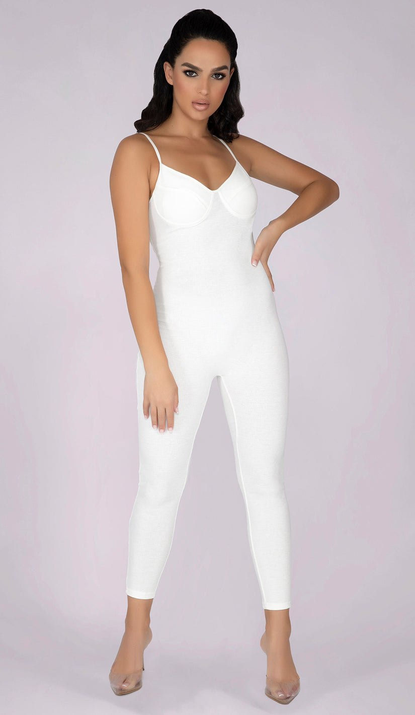 NELLA Ribbed Jumpsuit - White