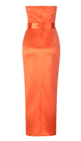 ALANIA Satin Maxi Belt Dress