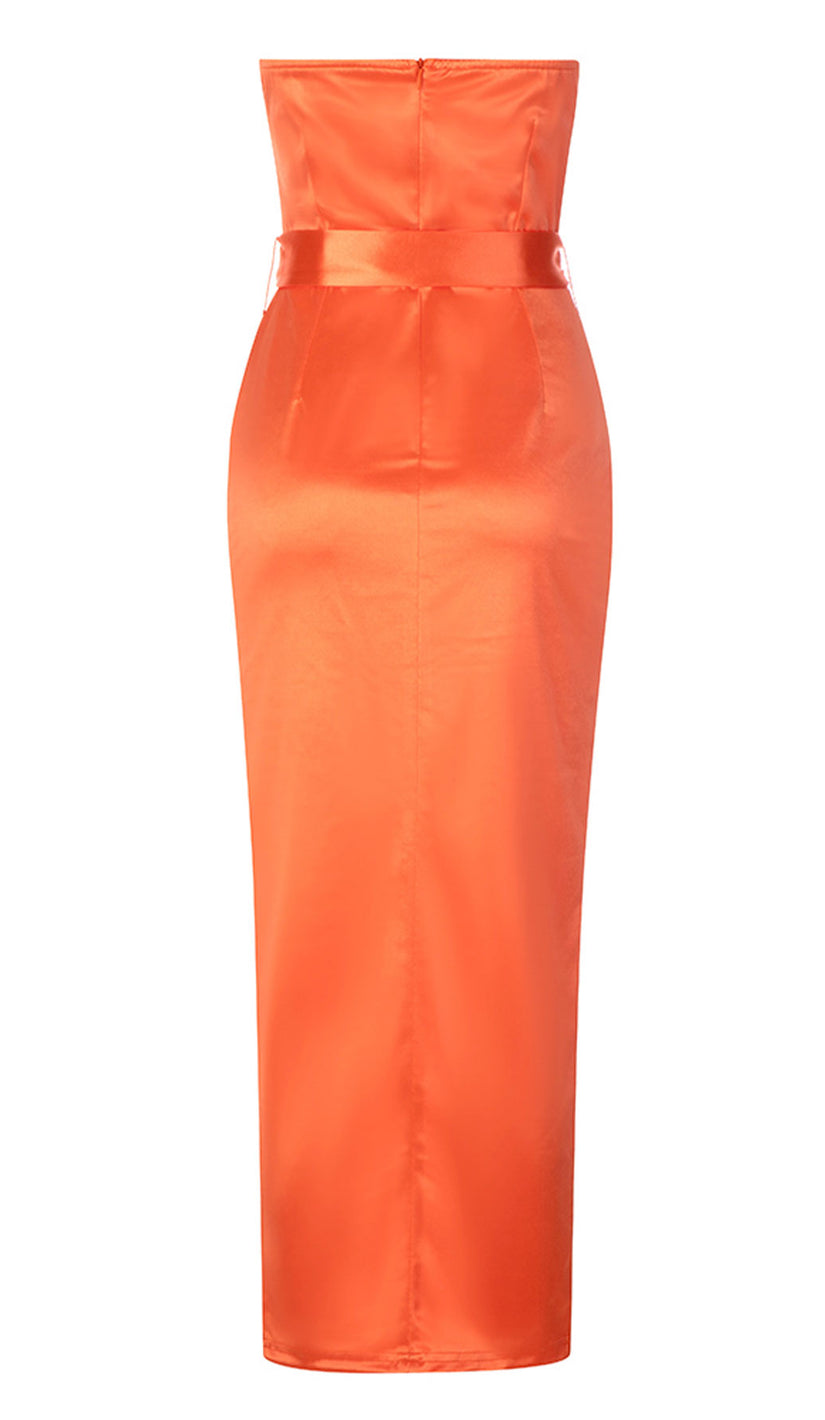 ALANIA Satin Maxi Belt Dress