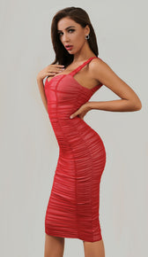 DEANNE Ruched Bandage Midi Dress