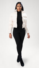 LEILANI Cropped Puffer Coat - Cream