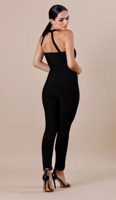 REBEKAH Black Bandage Buckle Jumpsuit - Black