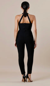 REBEKAH Black Bandage Buckle Jumpsuit - Black