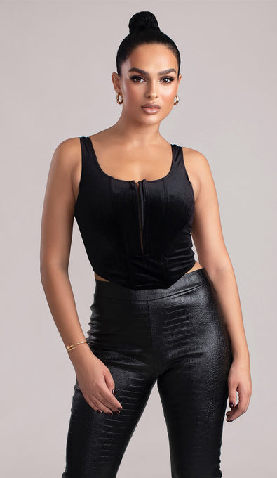 SHEYNA Velvet Corset Top