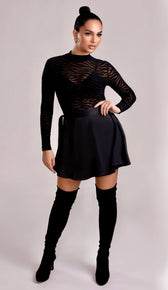 JINX Mesh ZEBRA Print Bodysuit - Black
