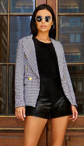 KANYA Houndstooth Gold Button Blazer