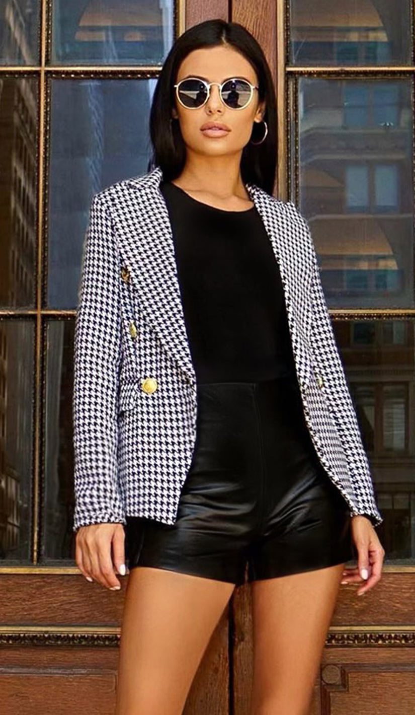 KANYA Houndstooth Gold Button Blazer