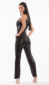 "TRINA" Sequin Halter Jumpsuit - GLAMBAE FASHION