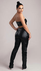 HARLEY Croc Embossed Vegan Leather Bandeau Top