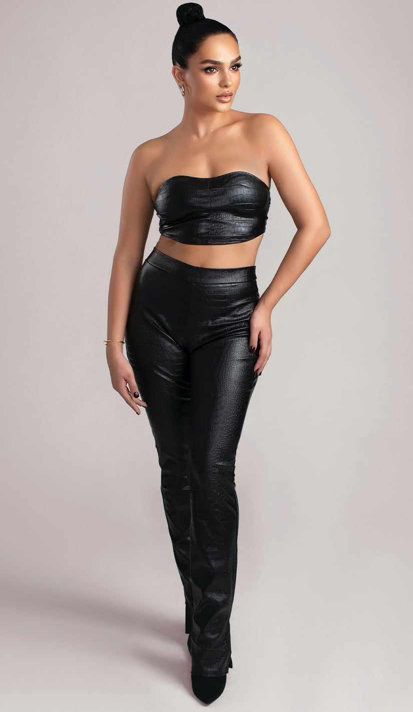 HARLEY Croc Embossed Vegan Leather Bandeau Top